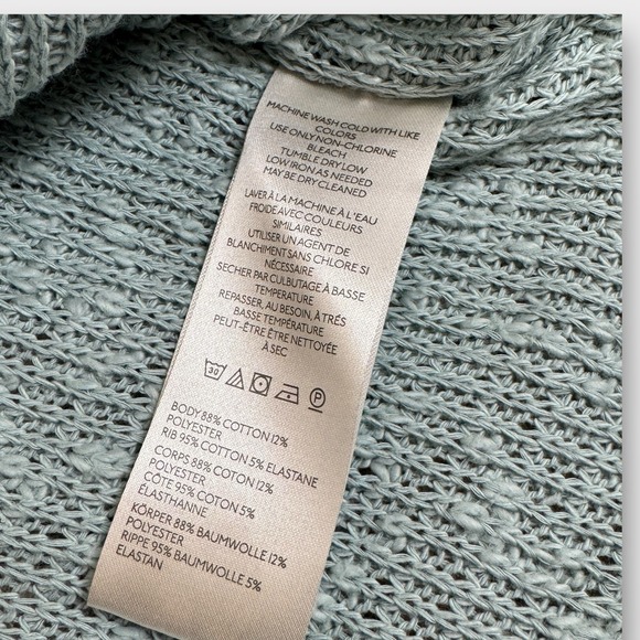 Free People We The Free Knit Catch Waves Hacci Blue Collar Top Sweater Size M - Picture 7 of 10